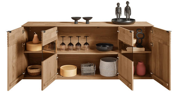 SIDEBOARD Eichefarben  192/81/44 cm  - Eichefarben/Anthrazit, Natur, Glas/Holz (192/81/44cm) - Valnatura
