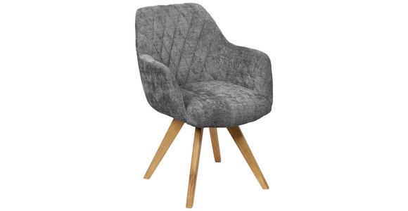 ARMLEHNSTUHL in Holz, Textil Grau  - Naturfarben/Grau, KONVENTIONELL, Holz/Textil (59/85/65cm) - Linea Natura