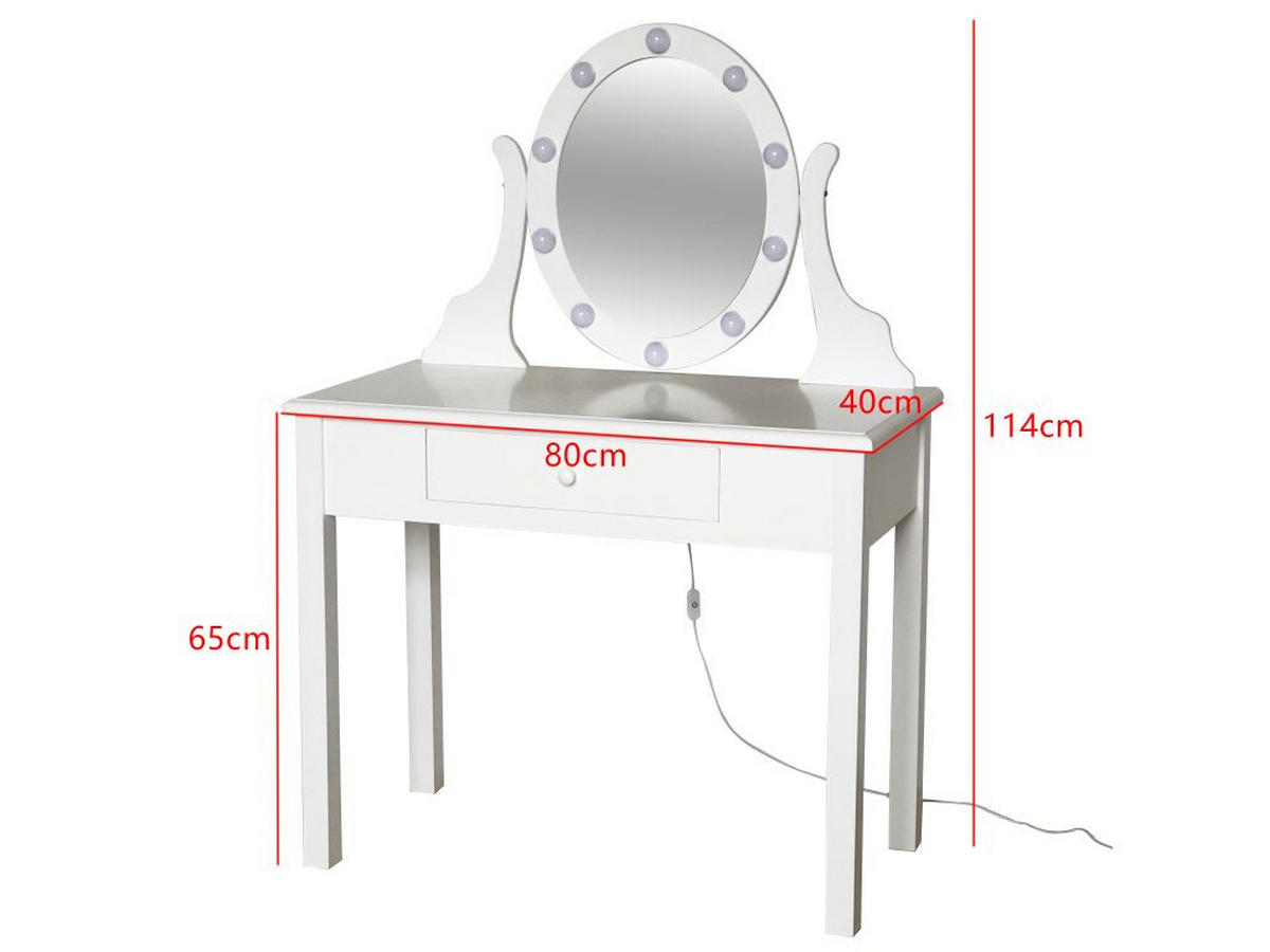 STOL ZA ŠMINKANJE bijela  - bijela, Lifestyle, staklo/drvni materijal (80/110/40cm) - Ambia Home