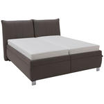 POLSTERBETT Matratze, Lattenrost, Bettkasten 180/200 cm  in Grau  - Chromfarben/Birkefarben, KONVENTIONELL, Holz/Textil (180/200cm) - Dieter Knoll