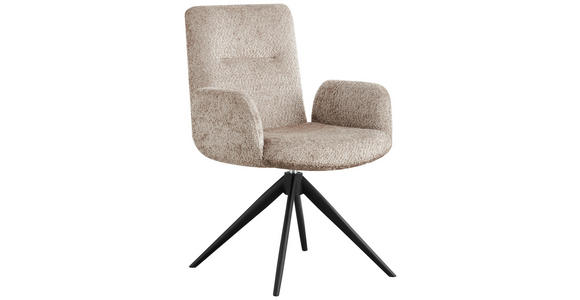 ARMLEHNSTUHL  Sitzfläche 360° drehbar Webstoff  - Taupe/Schwarz, Design, Textil/Metall (57/90/64cm) - Novel