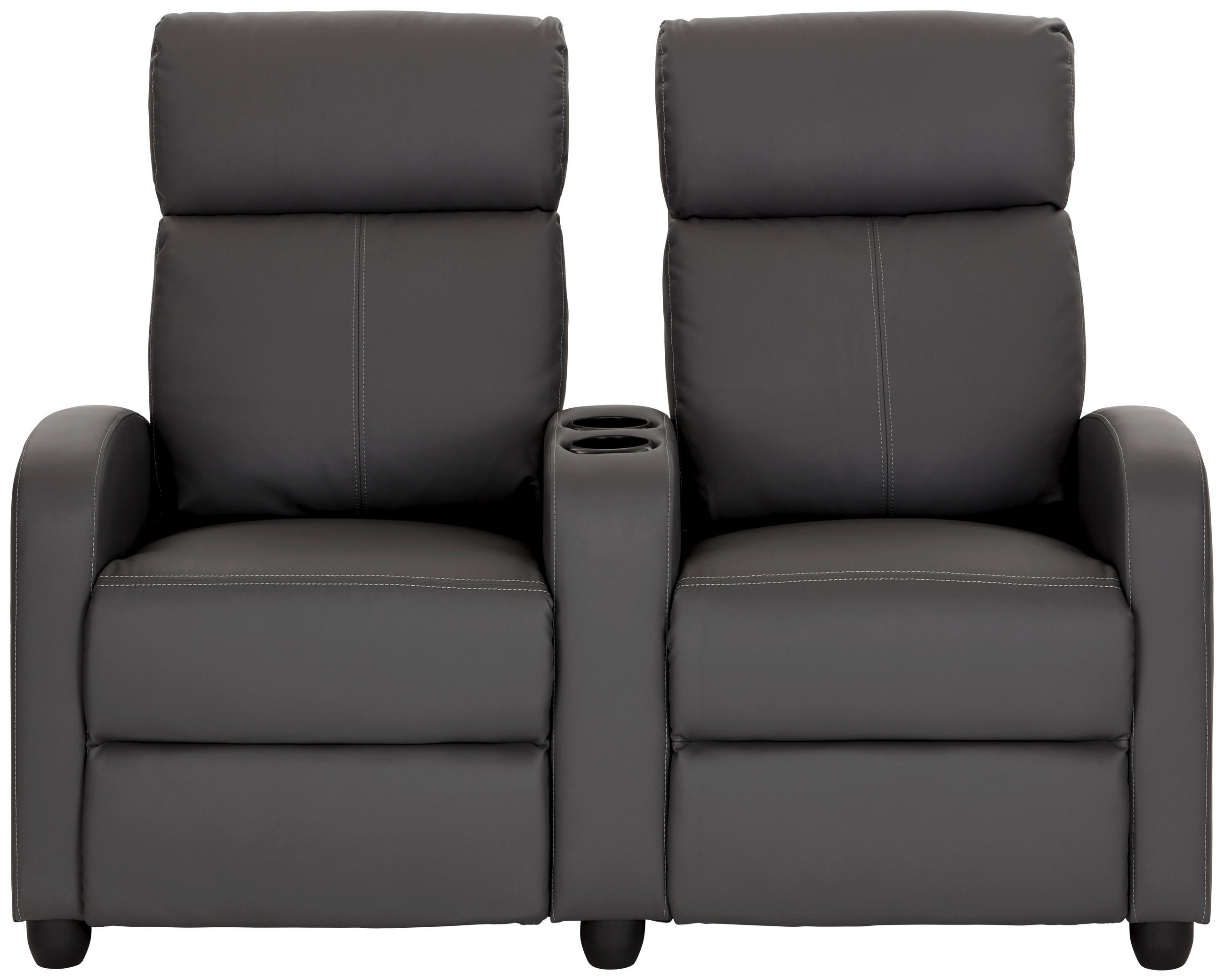 HEIMKINO-SOFA Lederlook Grau  - Schwarz/Grau, KONVENTIONELL, Kunststoff/Textil (128/100/87cm) - MID.YOU