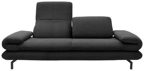 2,5-SITZER mit Funktionen Webstoff Dunkelgrau  - Dunkelgrau/Schwarz, Design, Textil/Metall (224 (284)/83 (110)/98cm) - LOOKS by W.Joop