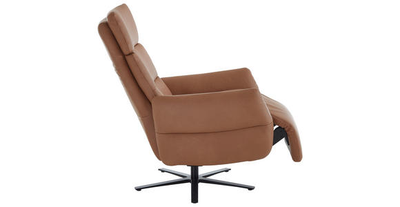 RELAXSESSEL in Leder Haselnussfarben  - Schwarz/Haselnussfarben, Design, Leder/Metall (70/122/85cm) - Dieter Knoll