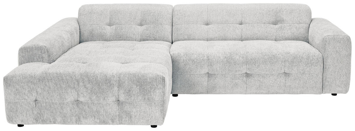 ECKSOFA in Flachgewebe Hellgrau  - Hellgrau/Schwarz, Konventionell, Kunststoff/Textil (189/292cm) - Carryhome
