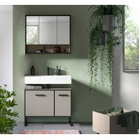 BADEZIMMER 2-teilig  in 80 cm  - Kaschmir/Schwarz, MODERN, Holzwerkstoff/Metall (80cm) - MID.YOU