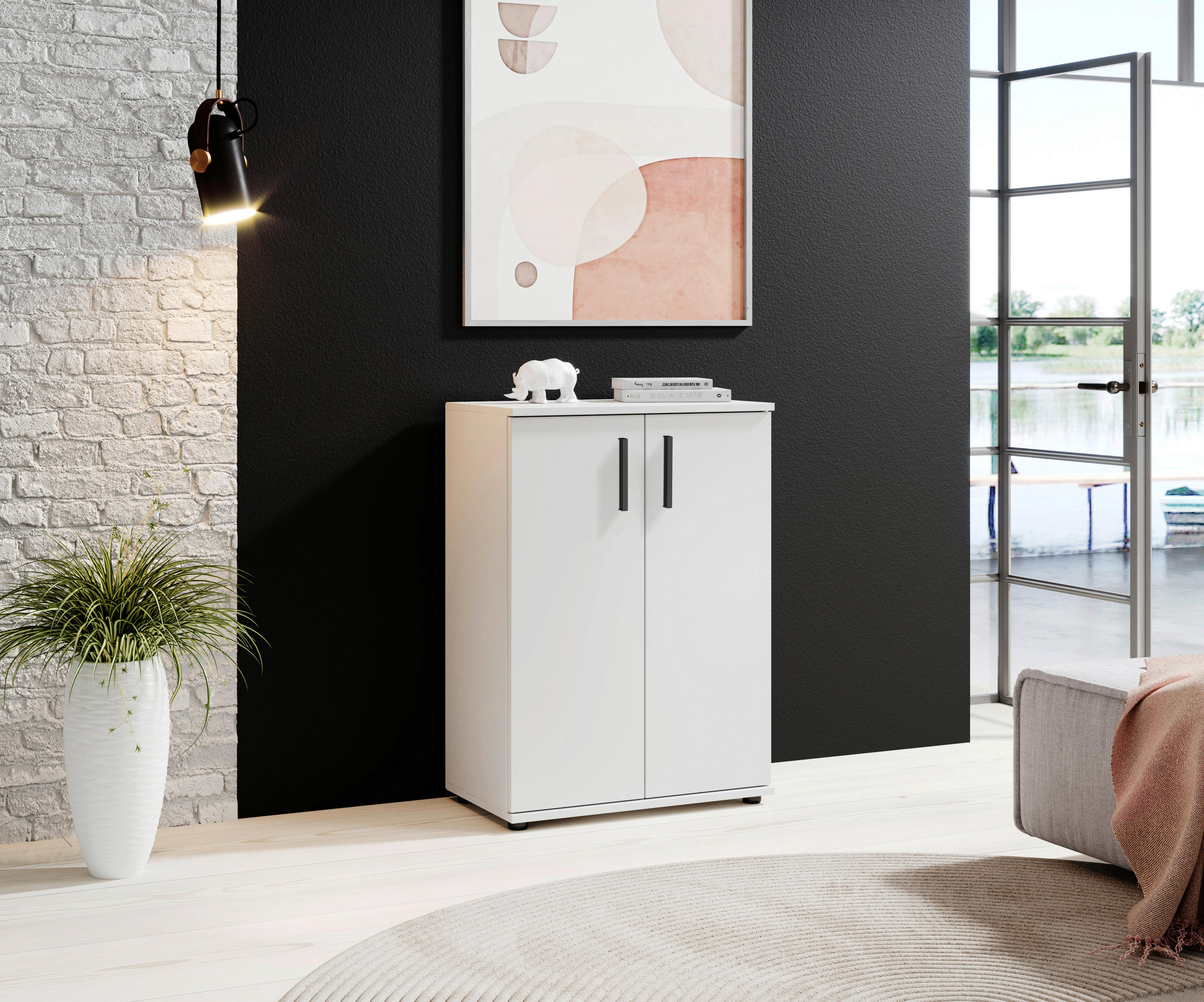 Kommode Basel BC 1040 in 60/84/35 cm - Schwarz/Weiß, Design, Holzwerkstoff/Kunststoff (60/84/35cm) - Livetastic