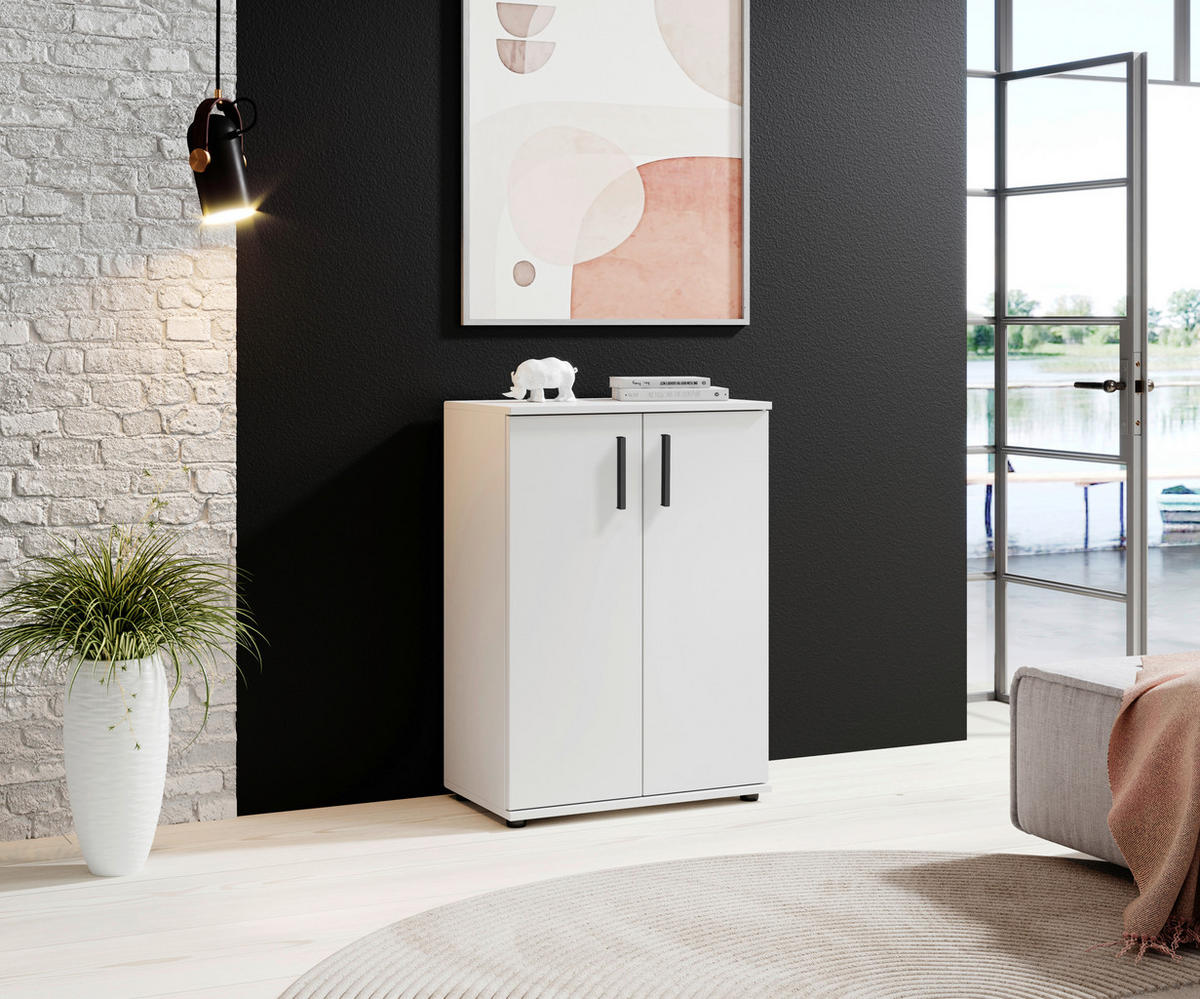 Kommode Basel BC 1040  in 60/84/35 cm  - Schwarz/Weiß, Design, Holzwerkstoff/Kunststoff (60/84/35cm) - Livetastic