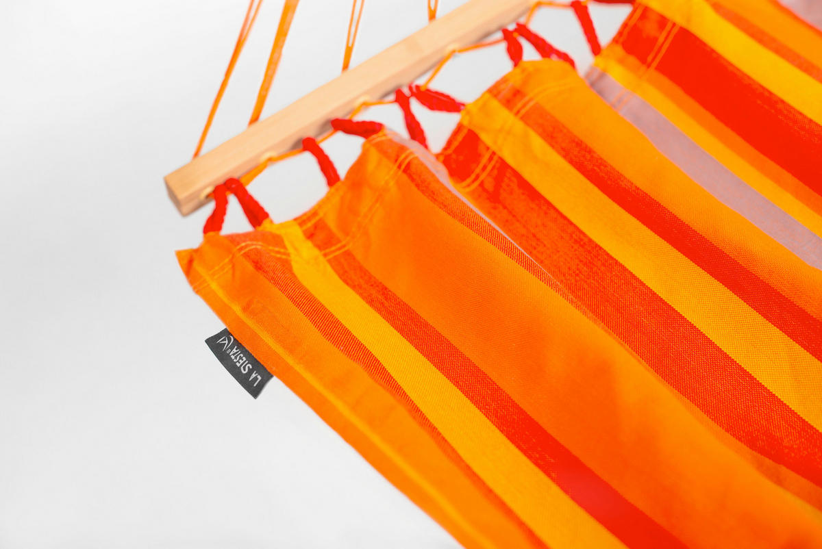 HÄNGEMATTE double bar outdoor  - Gelb/Rot, KONVENTIONELL, Holz/Textil (160/350cm) - La Siesta