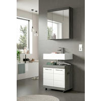 BADEZIMMER 2-teilig  in 60 cm  - Weiß Hochglanz/Silberfarben, Trend, Glas/Holzwerkstoff (60cm) - MID.YOU