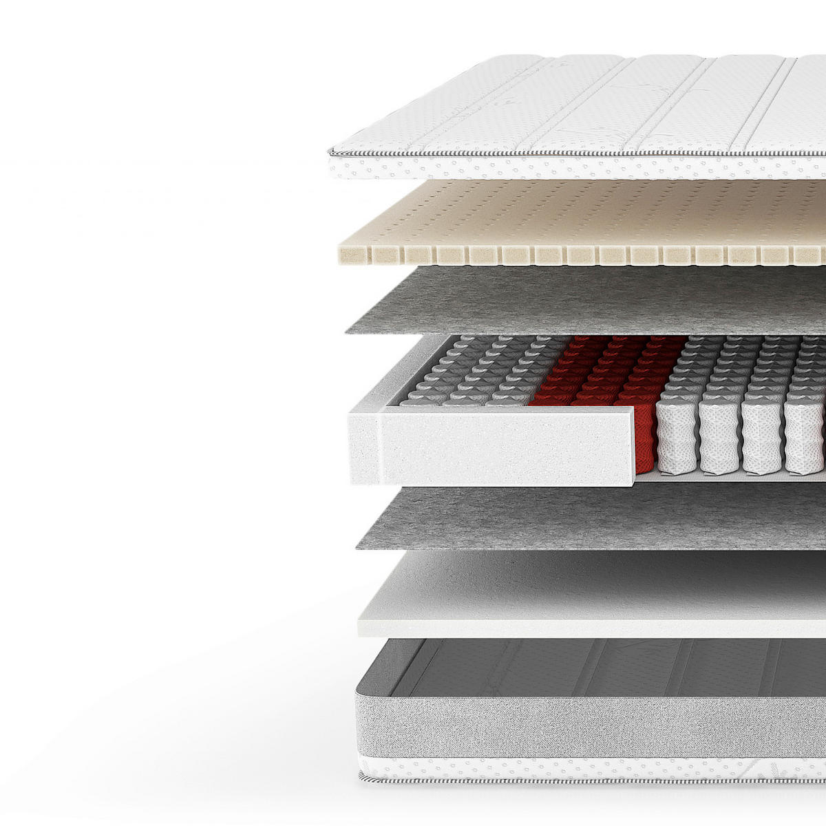 TASCHENFEDERKERNMATRATZE Deep H3/H4, 140/200 cm, Höhe ca.: 20 cm, H3 + H4 = fest + sehr fest, 7-Zonen - Weiß, Basics, Textil (140/200cm) - Livetastic