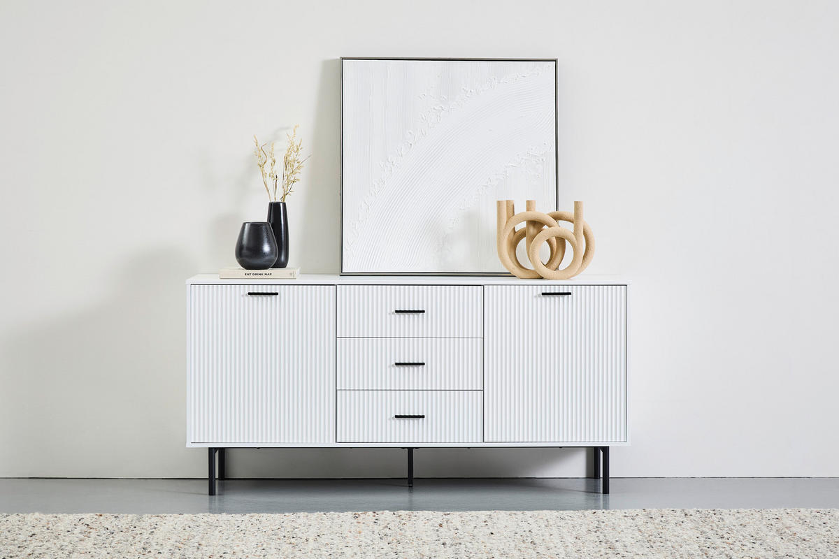 SIDEBOARD  in 165/80/40 cm  - Schwarz/Weiß, Design, Holzwerkstoff/Metall (165/80/40cm) - MID.YOU