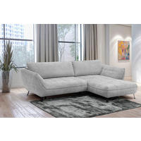 ECKSOFA SAMOA Hellgrau Struktur  - Hellgrau/Schwarz, Design, Textil/Metall (282/187cm) - Livetastic