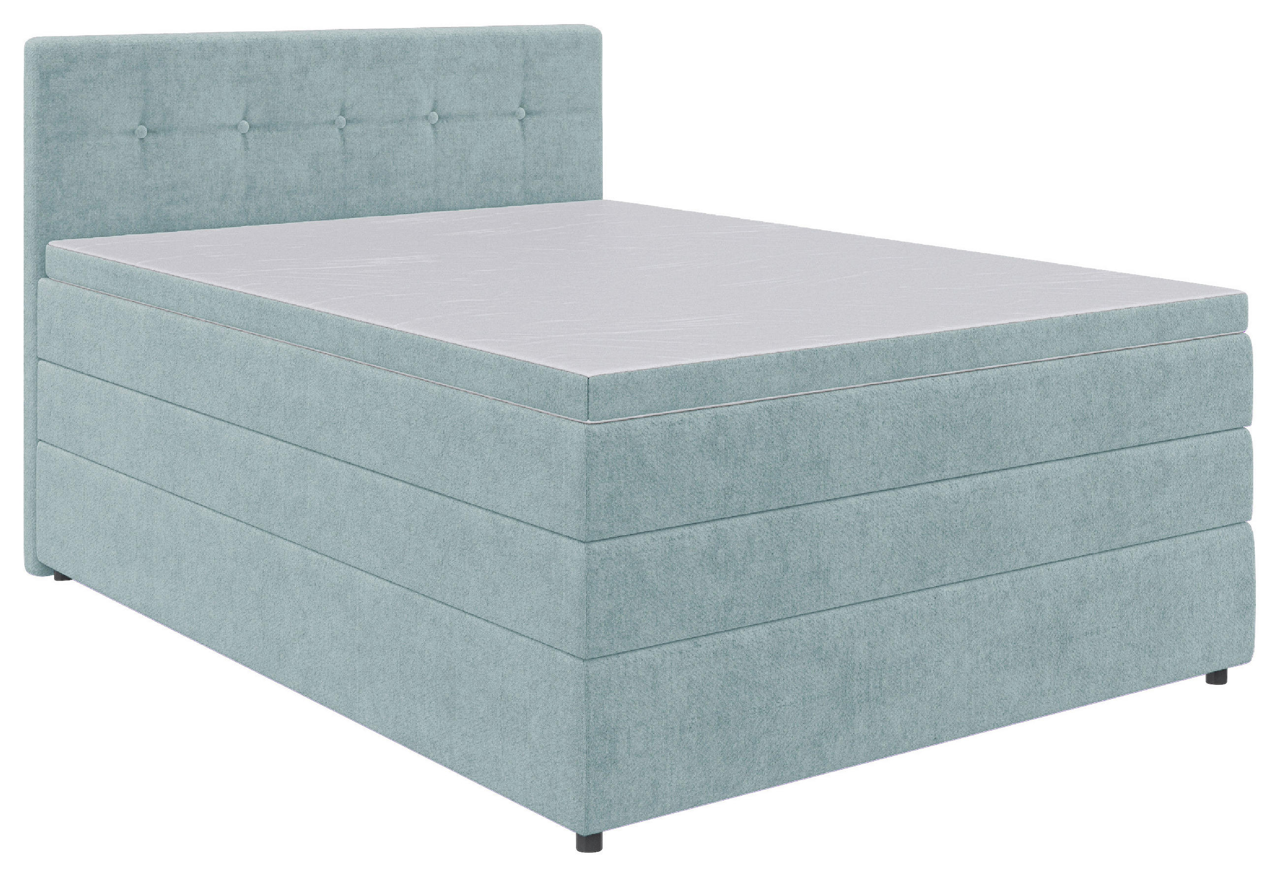 BOXSPRINGBETT 140/200 cm  in Hellblau  - Schwarz/Hellblau, KONVENTIONELL, Kunststoff/Textil (140/200cm) - Carryhome