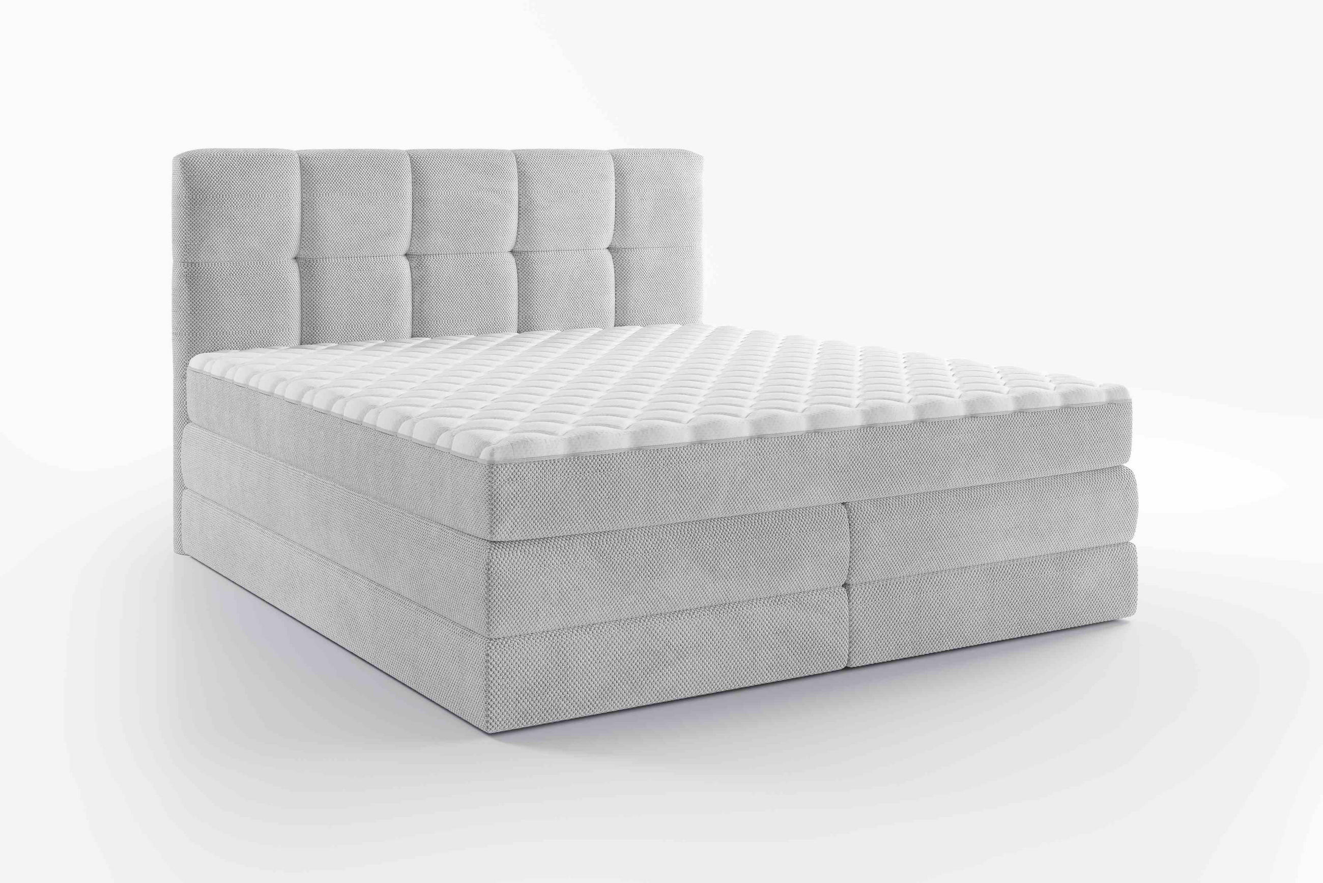 BOXSPRINGBETT 180/200 cm  in Hellgrau  - Hellgrau/Schwarz, Design, Kunststoff/Textil (180/200cm) - Esposa