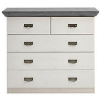 KOMMODE , 105,7/90,3/50 cm, 5 Schublade(n)  - Silberfarben/Weiß, ROMANTIK / LANDHAUS, Holz/Metall (105,7/90,3/50cm) - Boxxx