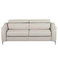 SCHLAFSOFA PAFOS Grau Echtleder Lederlook  - Schwarz/Grau, Design, Leder/Textil (203/77-98/103cm) - MID.YOU