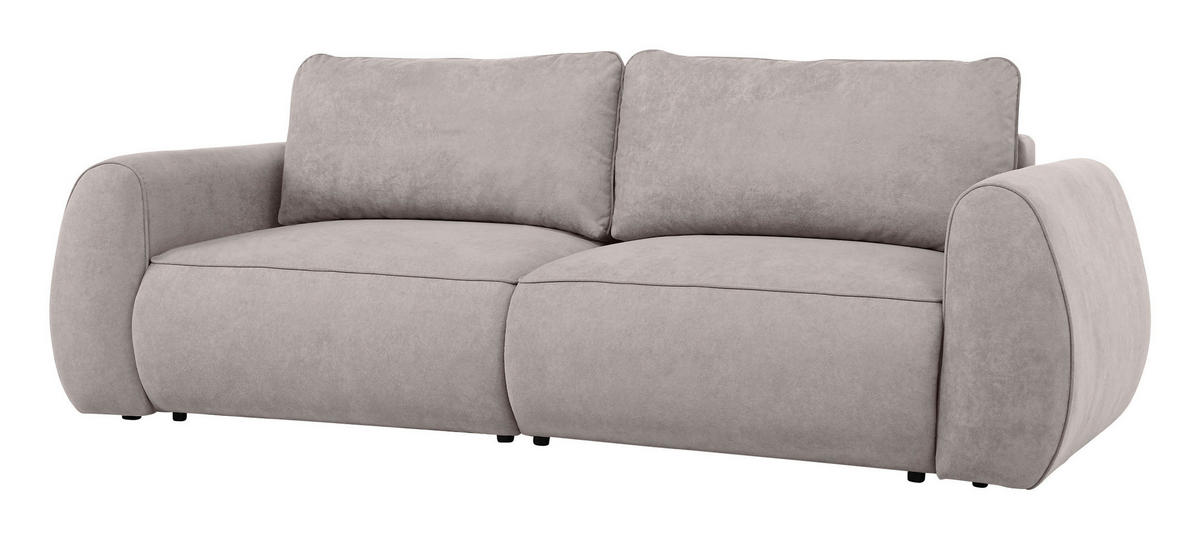 SCHLAFSOFA Chenille Cappuccino  inkl. Zierkissen, Rückenkissen, Bettkasten, Schlaffunktion, Rücken echt, Liegefläche im Originalstoff  - Schwarz/Cappuccino, KONVENTIONELL, Kunststoff/Textil (257/96/110cm) - Milino