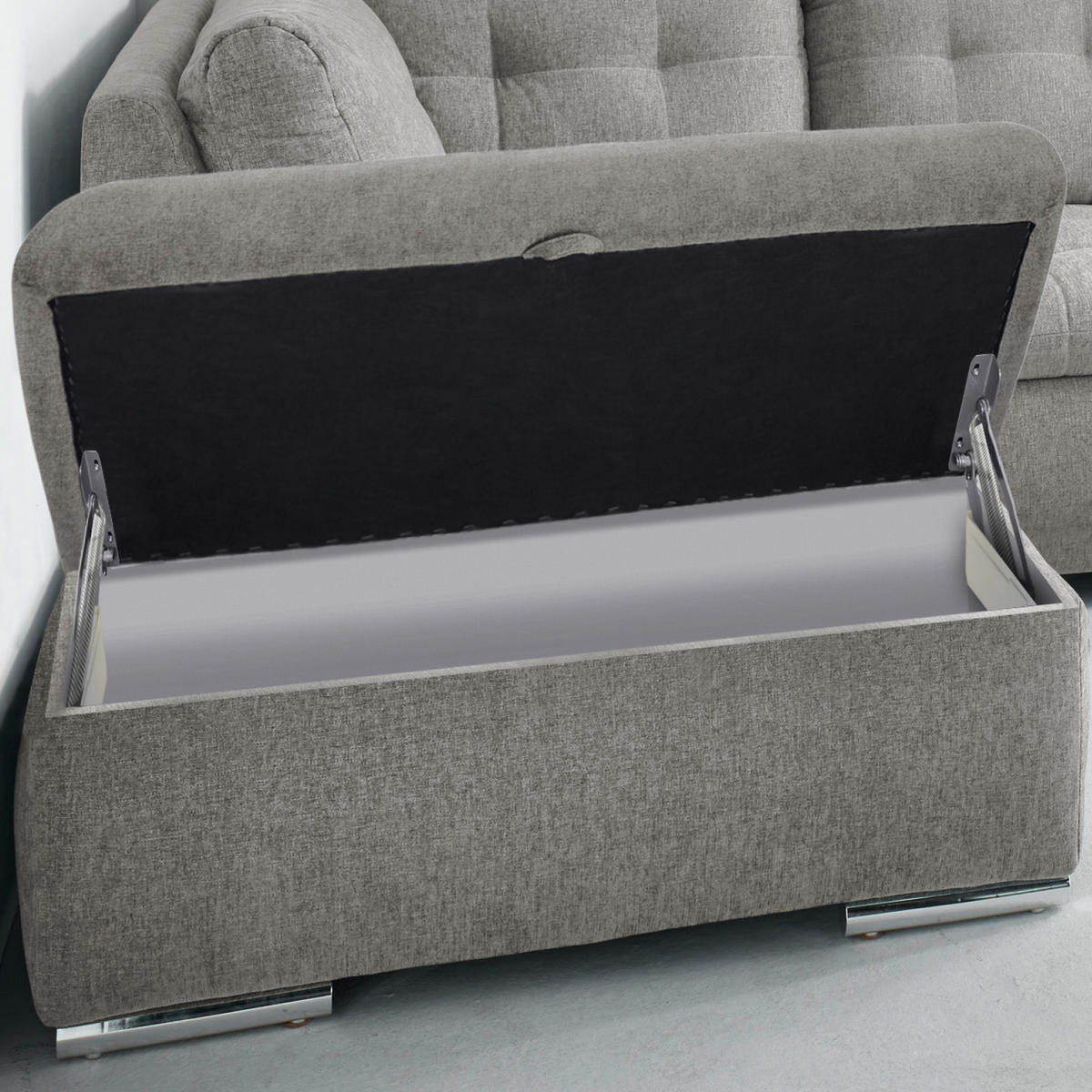 ECKSOFA in Mikrovelours Grau  - Grau, Konventionell, Holzwerkstoff/Kunststoff (193/283cm) - MID.YOU