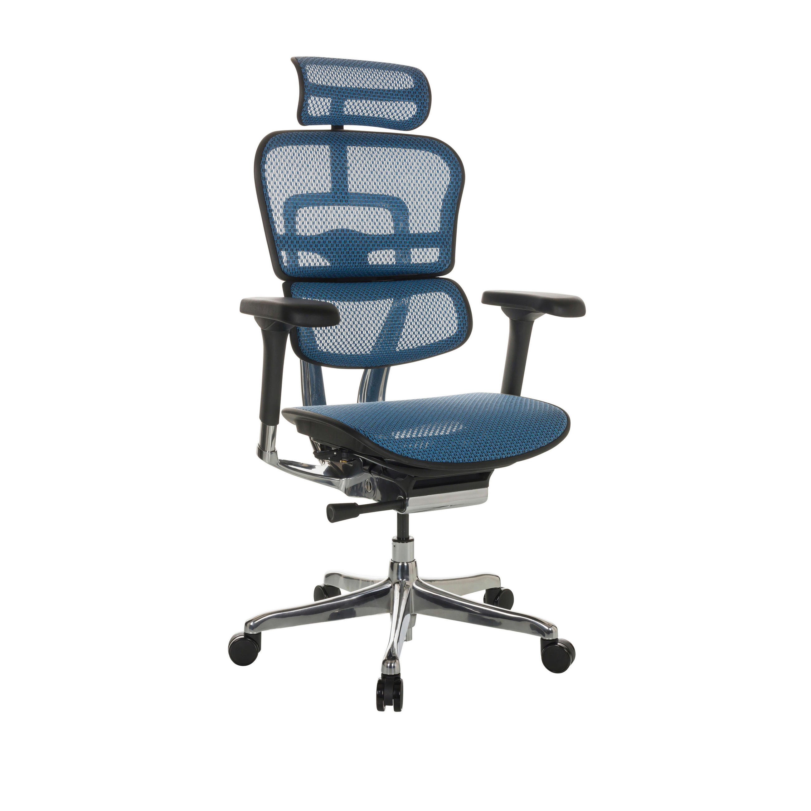 Thumbnail - Mid.you Drehstuhl, Blau, Textil, Drehkreuz, 69x119-144x65 cm, Sitzfläche 360° drehbar, inklusive Armlehnen, ergonomische...