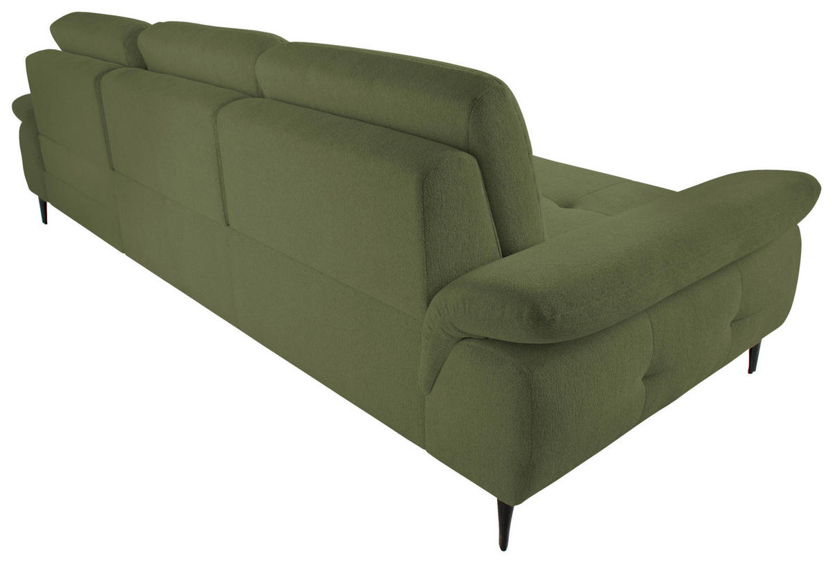 ECKSOFA ALMA Grün Chenille  - Schwarz/Grün, Design, Textil/Metall (285/191cm) - Livetastic