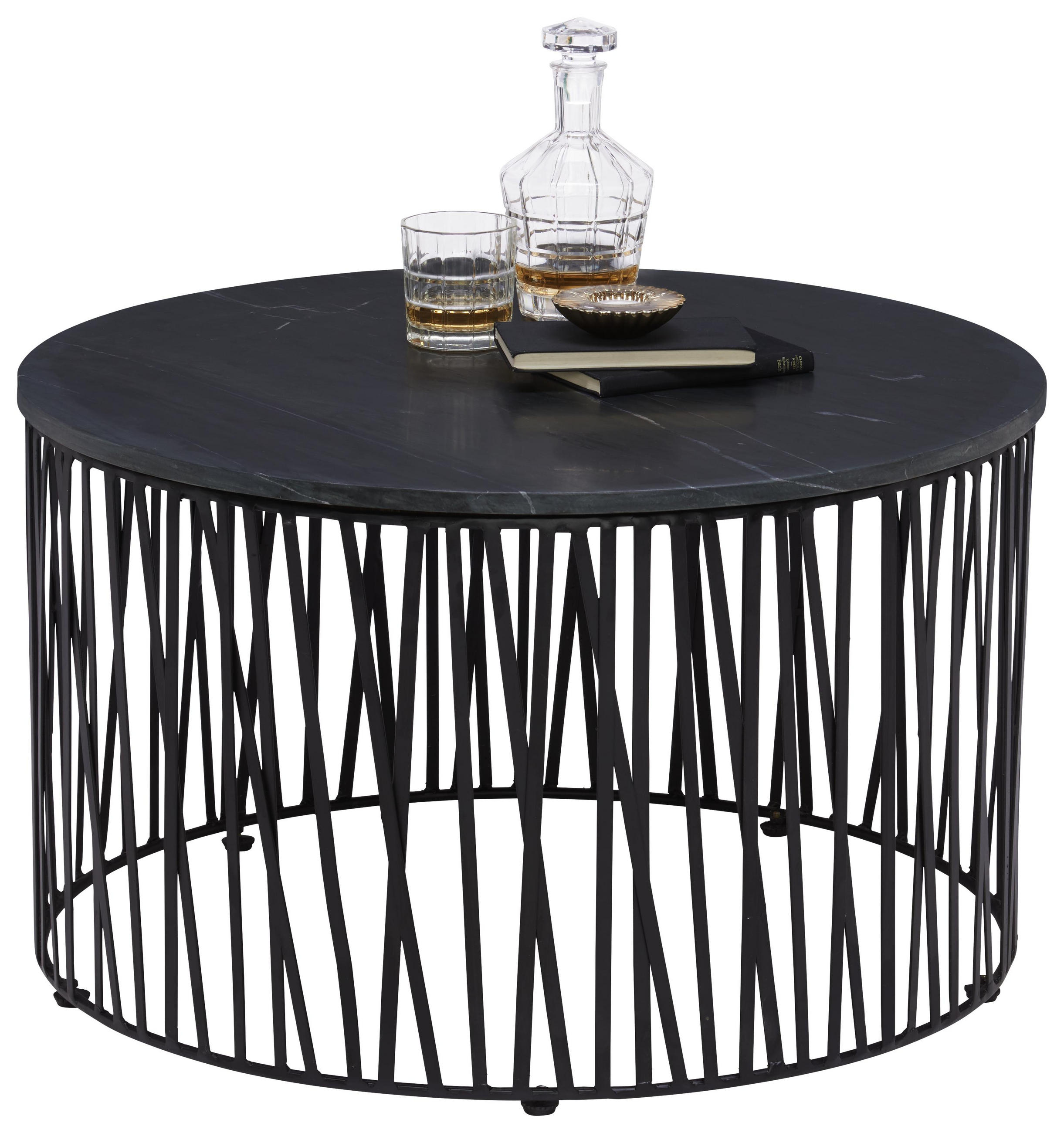 Couchtisch Rund In Schwarz Aus Stahl Und Marmor