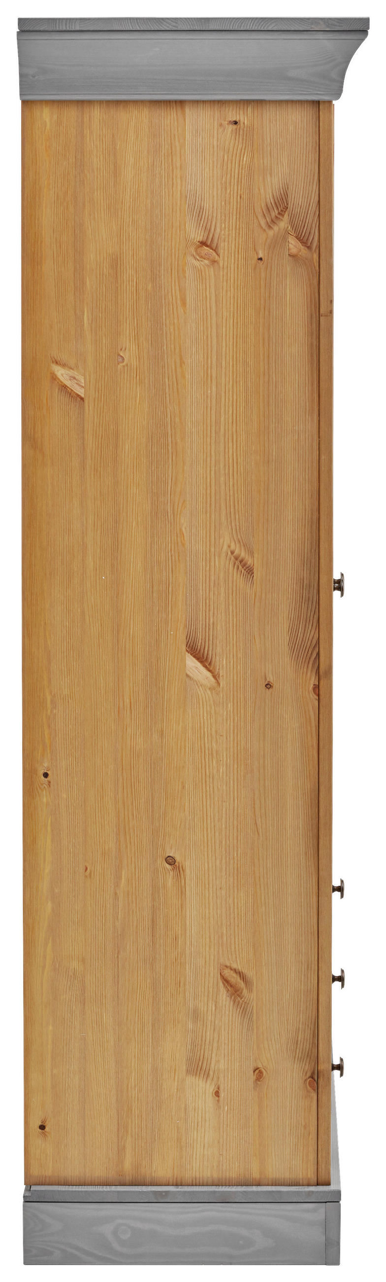 VITRINE  in massiv Kiefer Grau, Laugenfarbig  - Laugenfarbig/Grau, ROMANTIK / LANDHAUS, Glas/Holz (108/163/45cm) - Boxxx