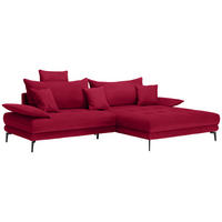 ECKSOFA PRATO Rot Flachgewebe  - Rot/Schwarz, MODERN, Textil/Metall (292/176cm) - MID.YOU