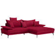 ECKSOFA in Flachgewebe Rot  - Rot/Schwarz, MODERN, Textil/Metall (297/173cm) - Carryhome