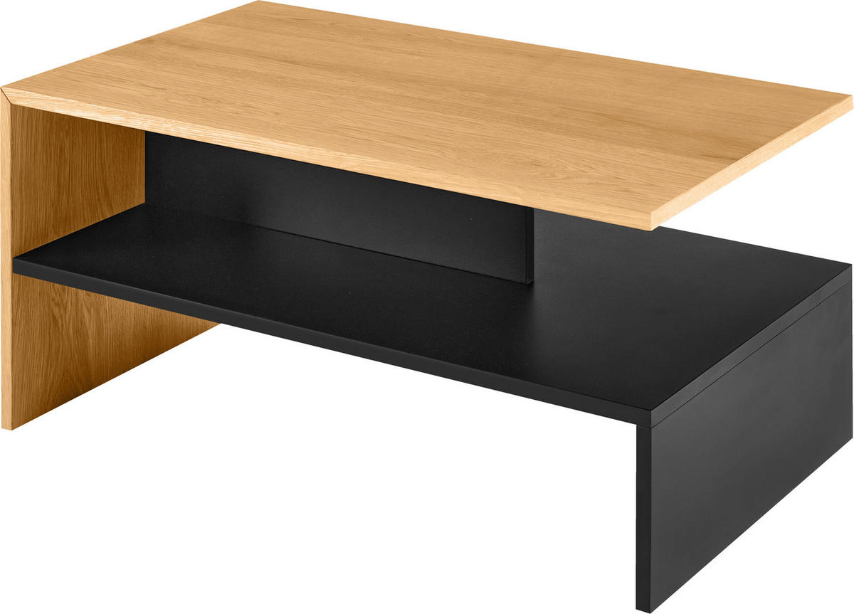 COUCHTISCH Eiche furniert 90/55/42,5 cm rechteckig Schwarz, Eichefarben  - Eichefarben/Schwarz, Design, Holz/Holzwerkstoff (90/55/42,5cm) - Carryhome