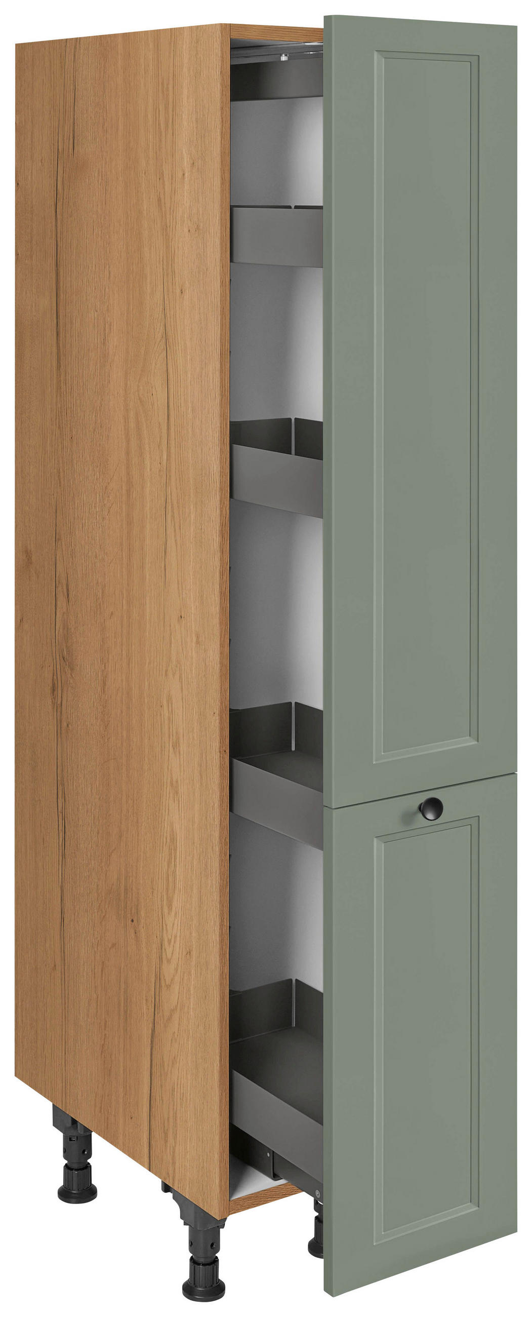 APOTHEKERSCHRANK 30/168/58 cm  in Grün, Eichefarben  - Eichefarben/Schwarz, MODERN, Holzwerkstoff/Metall (30/168/58cm) - Nobilia