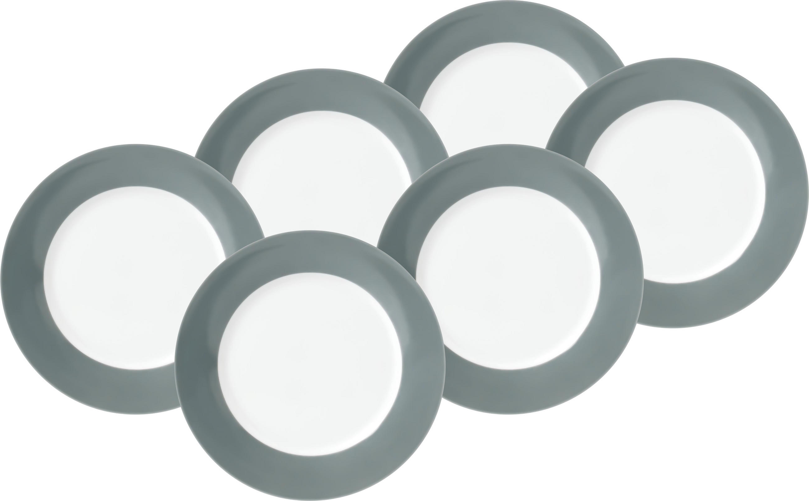 SPEISETELLERSET VARIO 6-teilig - Weiß/Grau, Basics, Keramik (26,5cm)