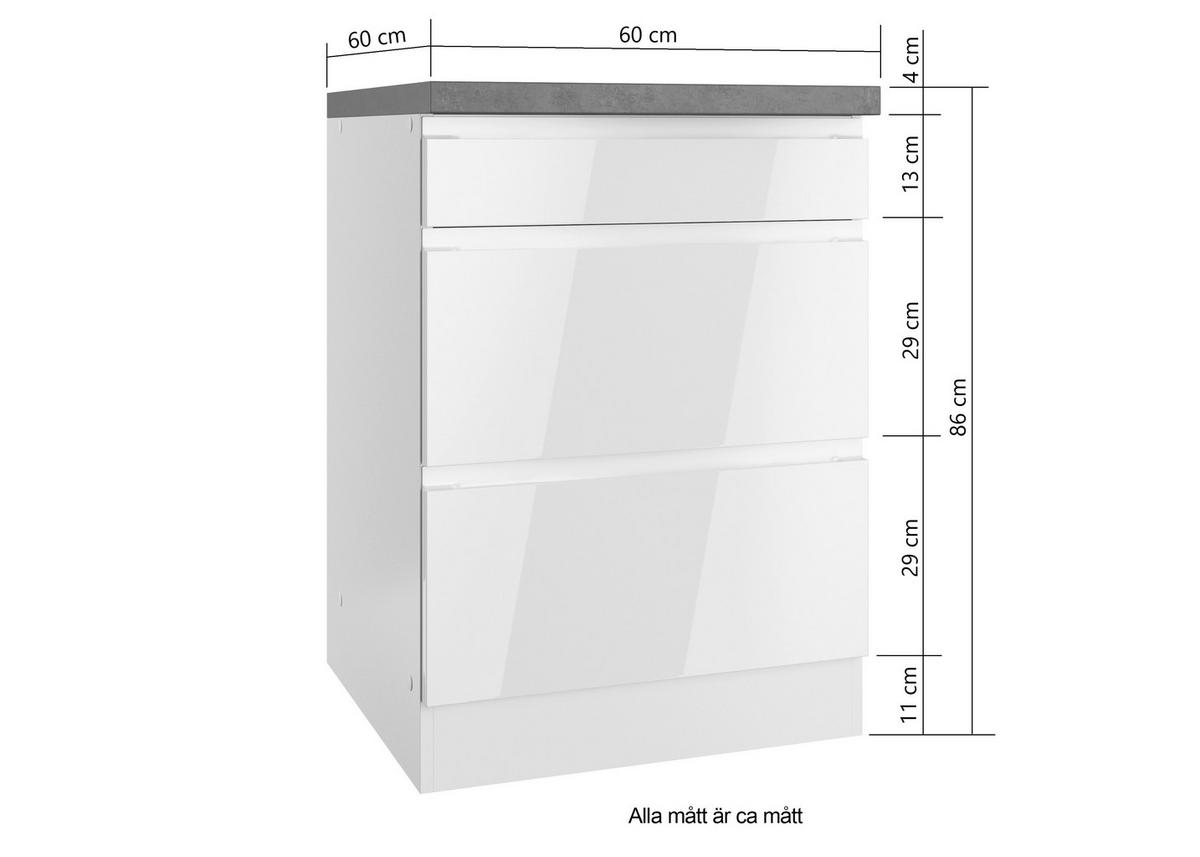 BÄNKSKÅP 60/86/60 cm  i grå, vit, vit högglans  - vit/vit högglans, Lifestyle, trämaterial (60/86/60cm) - Held