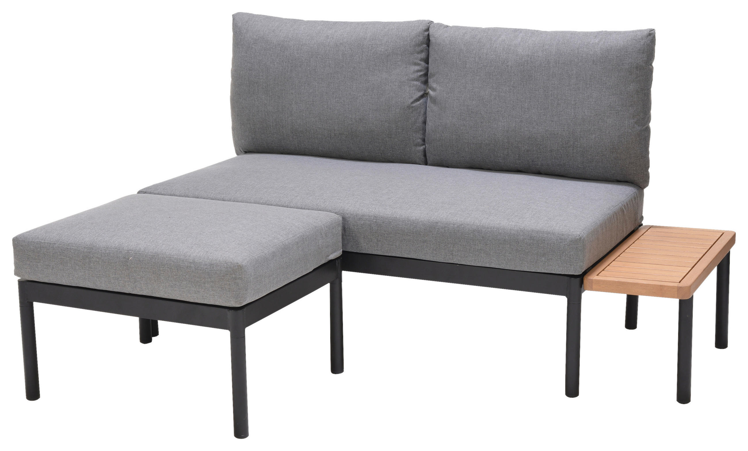 LOUNGEGARNITUR  110/150 cm  Eukalyptusholz Hartholz Aluminium  - Schwarz/Naturfarben, Design, Holz/Textil (110/150cm) - Ambia Garden