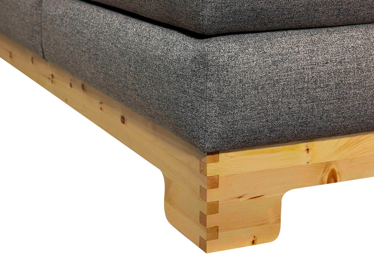 BOXSPRINGBETT 160/200 cm  in Zirbelkieferfarben, Hellgrau  - Zirbelkieferfarben/Hellgrau, Natur, Holz/Textil (160/200cm) - Linea Natura