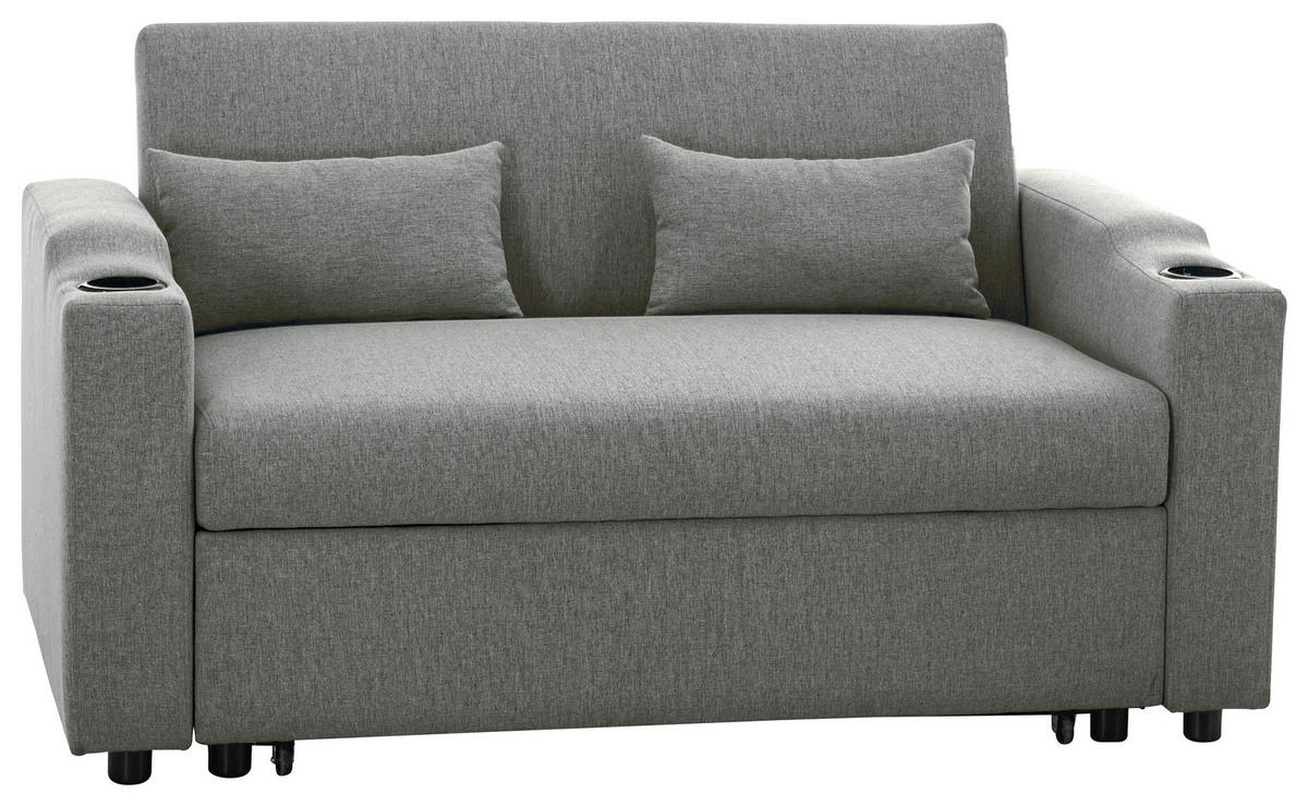 SCHLAFSOFA in Leinenoptik Dunkelgrau  - Dunkelgrau/Schwarz, Basics, Kunststoff/Textil (150/91/85cm) - P & B