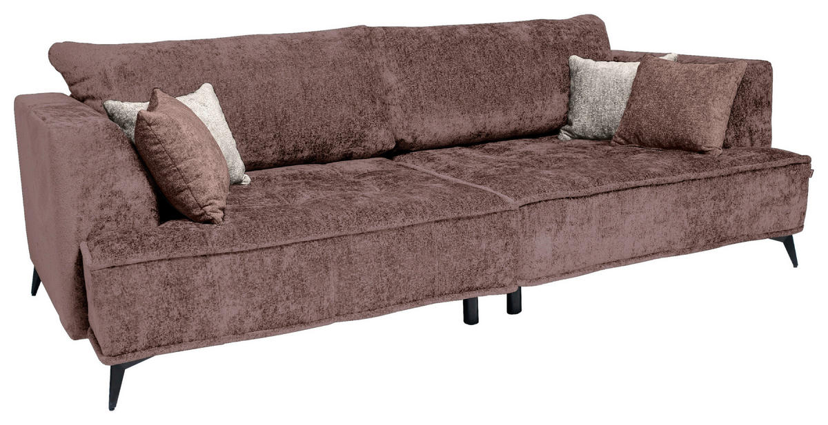 BIGSOFA in Chenille Altrosa  - Beige/Schwarz, Design, Textil/Metall (250/90/120cm) - home24
