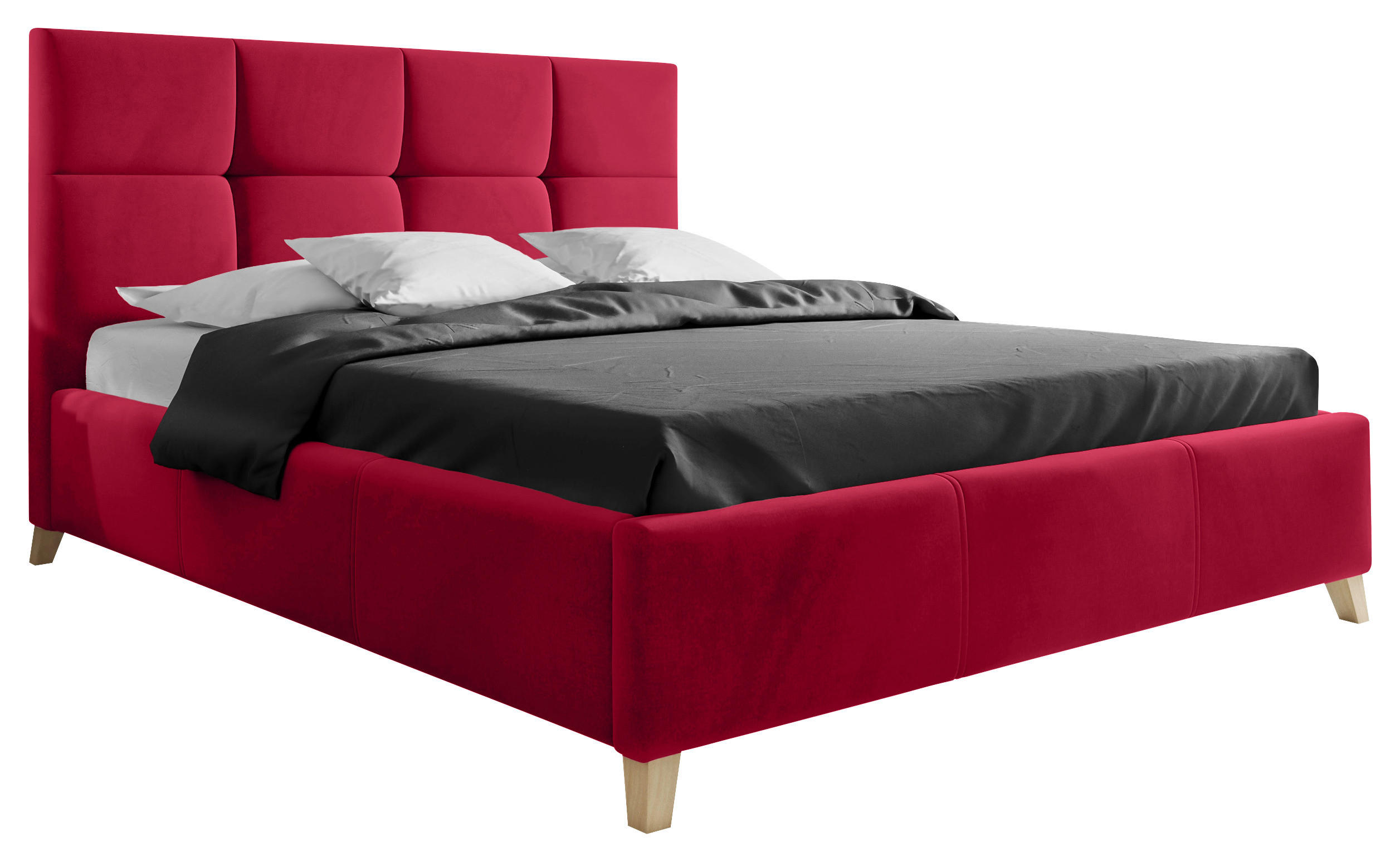 POLSTERBETT 140/200 cm  in Rot  - Buchefarben/Rot, Konventionell, Holz/Textil (140/200cm) - Carryhome