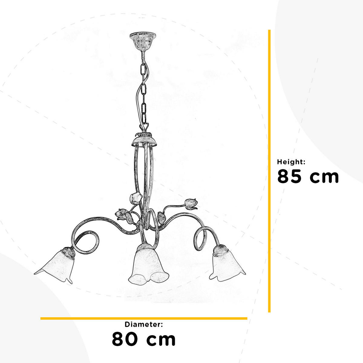 KRONLEUCHTER 80/85 cm   - Pink/Weiß, KONVENTIONELL, Glas/Metall (80/85cm)