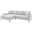 ECKSOFA  in Cord Elfenbein  173/280 cm  - Elfenbein/Schwarz, KONVENTIONELL, Textil/Metall (173/280cm) - Hom`in