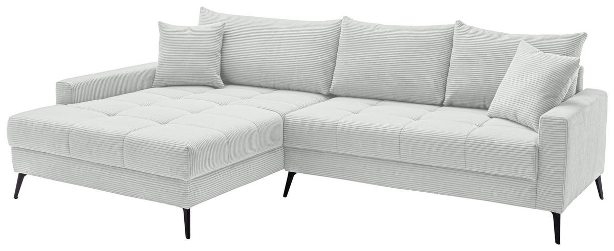 ECKSOFA Elfenbein Cord  - Elfenbein/Schwarz, KONVENTIONELL, Textil/Metall (173/280cm) - Hom`in
