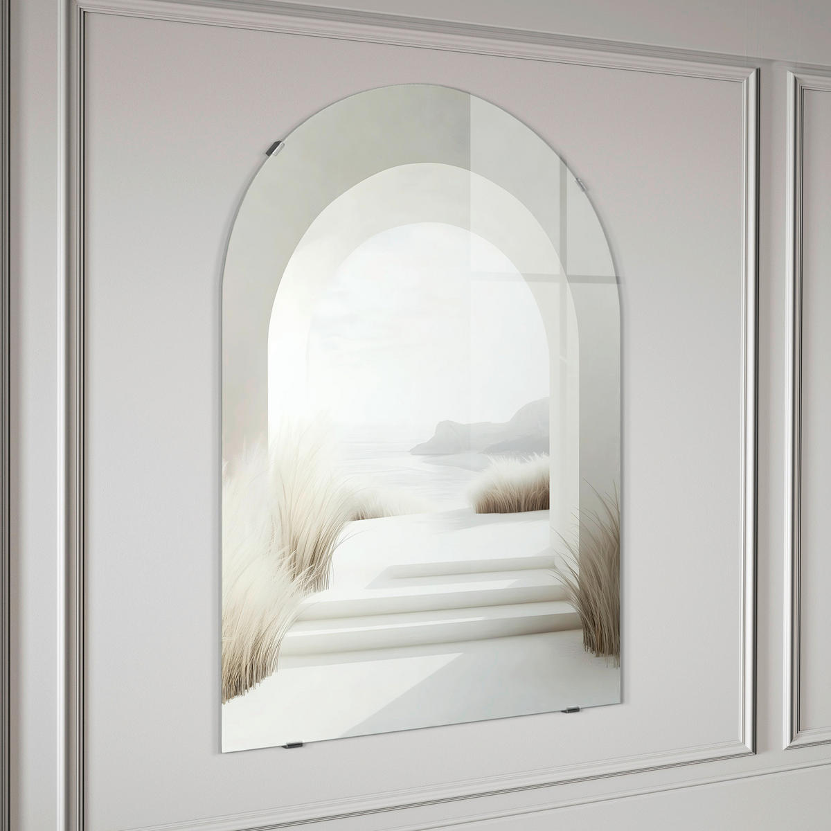 GLASBILD Landschaft & Natur 70/100 cm  - Beige/Weiß, Basics, Glas/Papier (70/100cm)