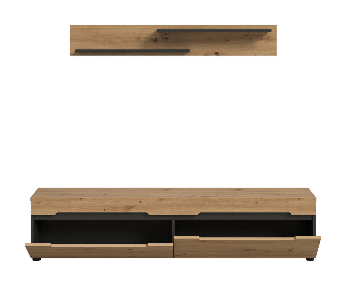 TV-BÄNK  170/38/33 cm  hängande  - ek Artisan/svart, Design, trämaterial/plast (170/38/33cm) - Livetastic