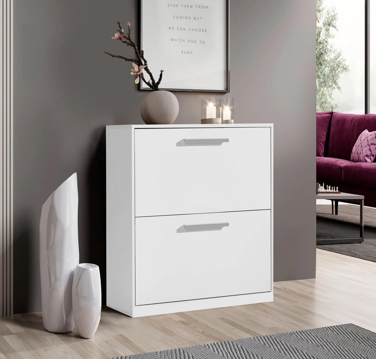 Pantofar 64/82,4/19 cm  - alb, Modern, material pe bază de lemn (64/82,4/19cm) - Xora