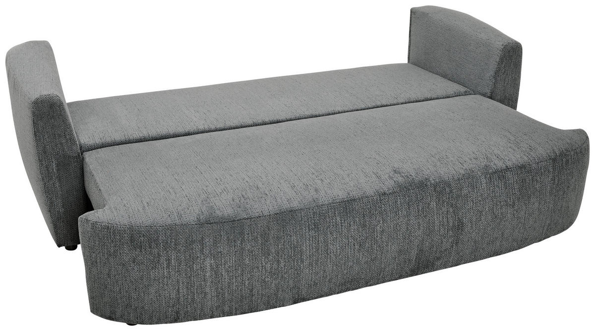 SCHLAFSOFA  mit Stoffauswahl, Liegefunktion, Schlafen auf Sitzhöhe, Rücken echt Chenille Dunkelgrau  - Dunkelgrau/Schwarz, KONVENTIONELL, Kunststoff/Textil (238/74/107cm) - Carryhome