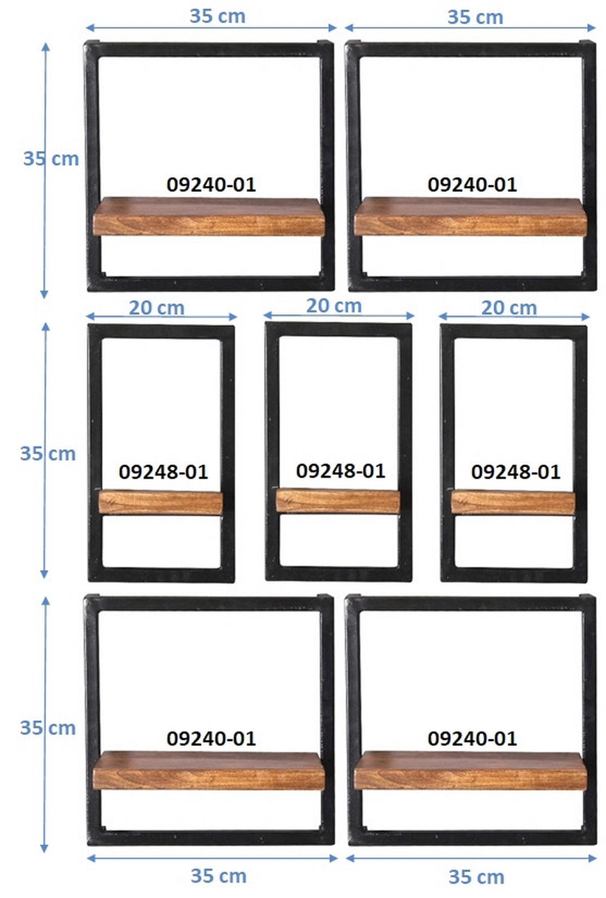 WANDREGALSET 75/115/25 cm  - Schwarz/Naturfarben, Design, Holz/Metall (75/115/25cm) - MID.YOU