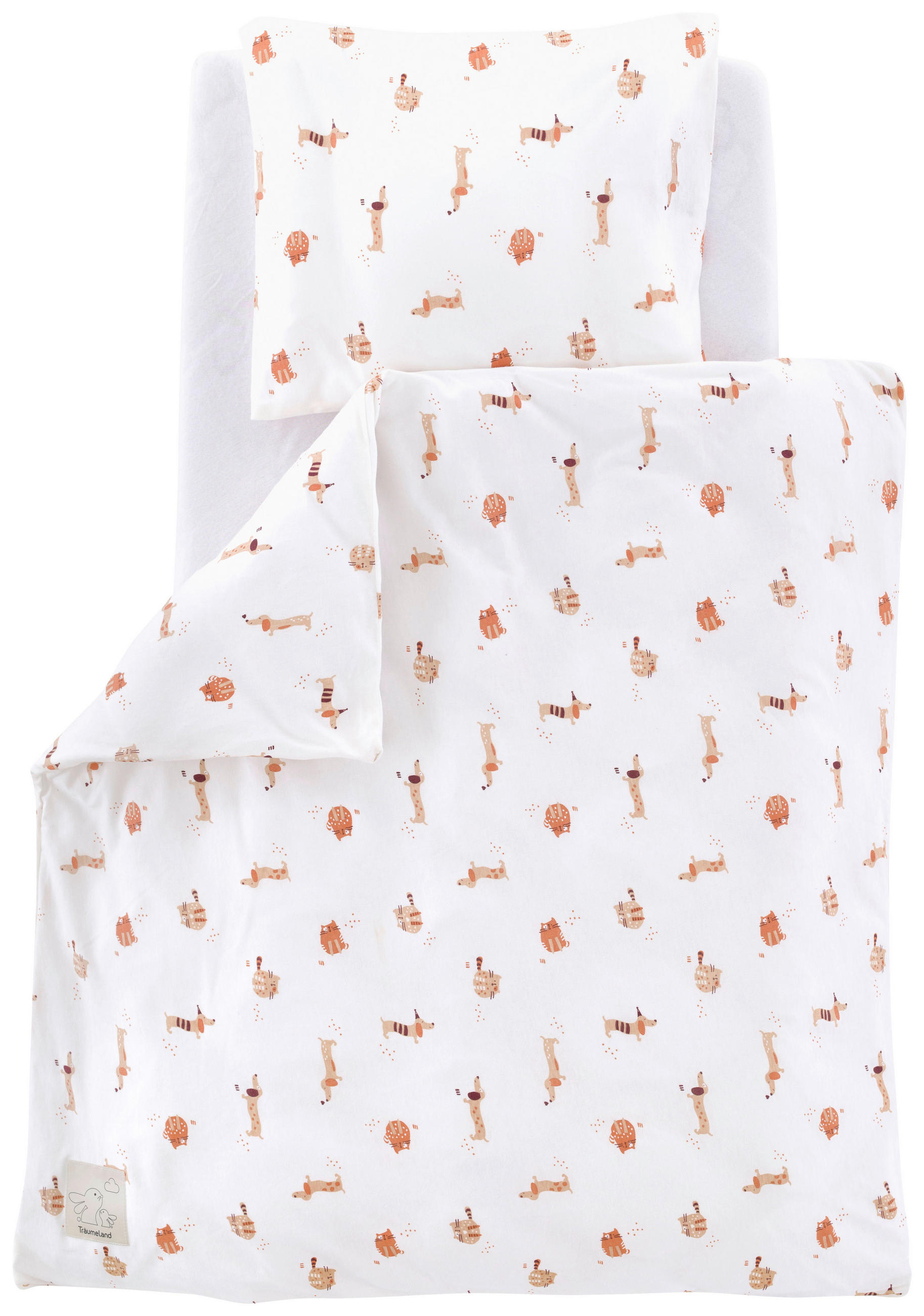 BABYBETTWÄSCHE 80/80 cm  - Orange/Weiß, Basics, Textil (80/80cm) - Träumeland