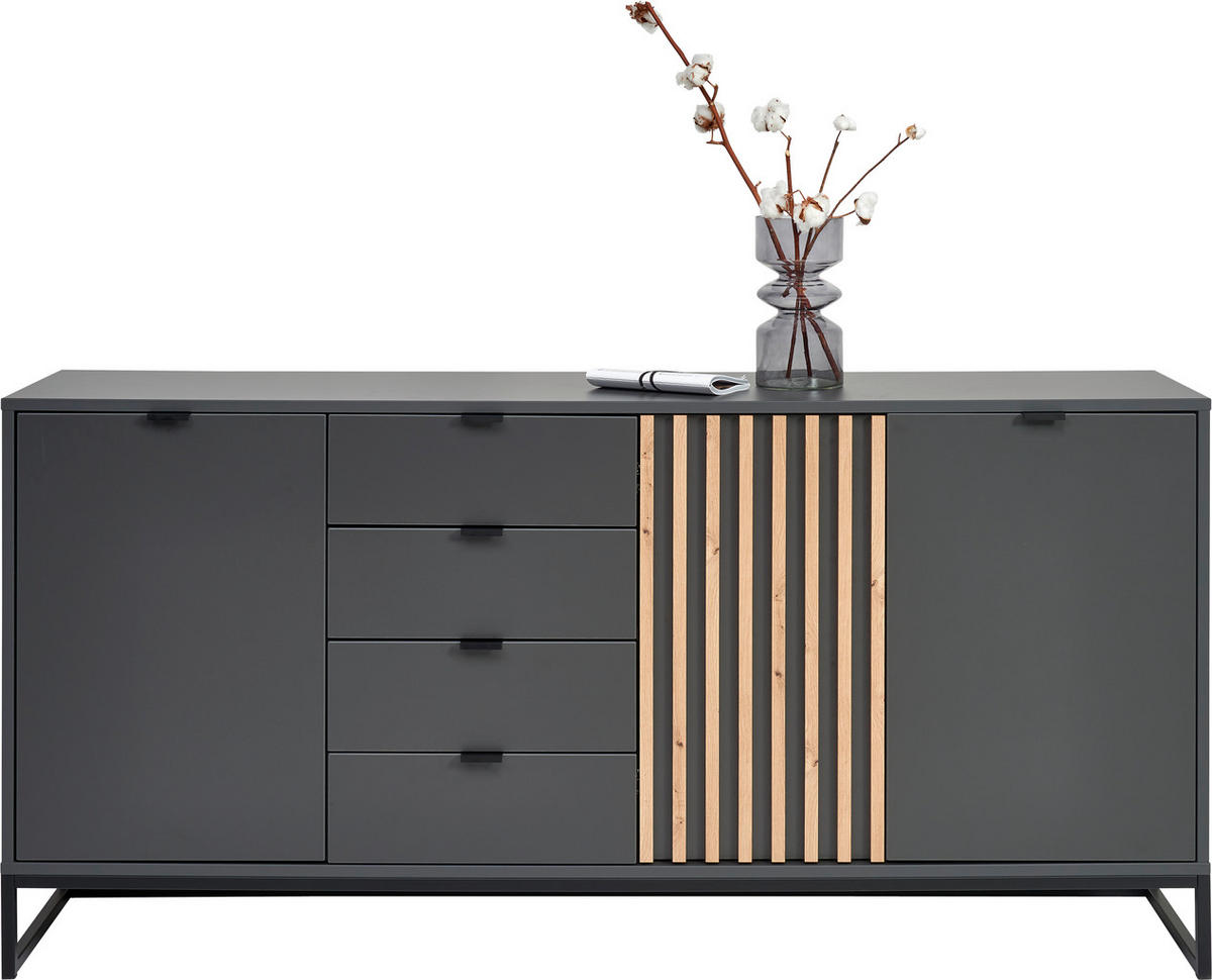 SIDEBOARD 177,1/85,4/40 cm  in Graphitfarben, Eiche Artisan  - Schwarz/Graphitfarben, Modern, Holzwerkstoff/Metall (177,1/85,4/40cm) - Voleo