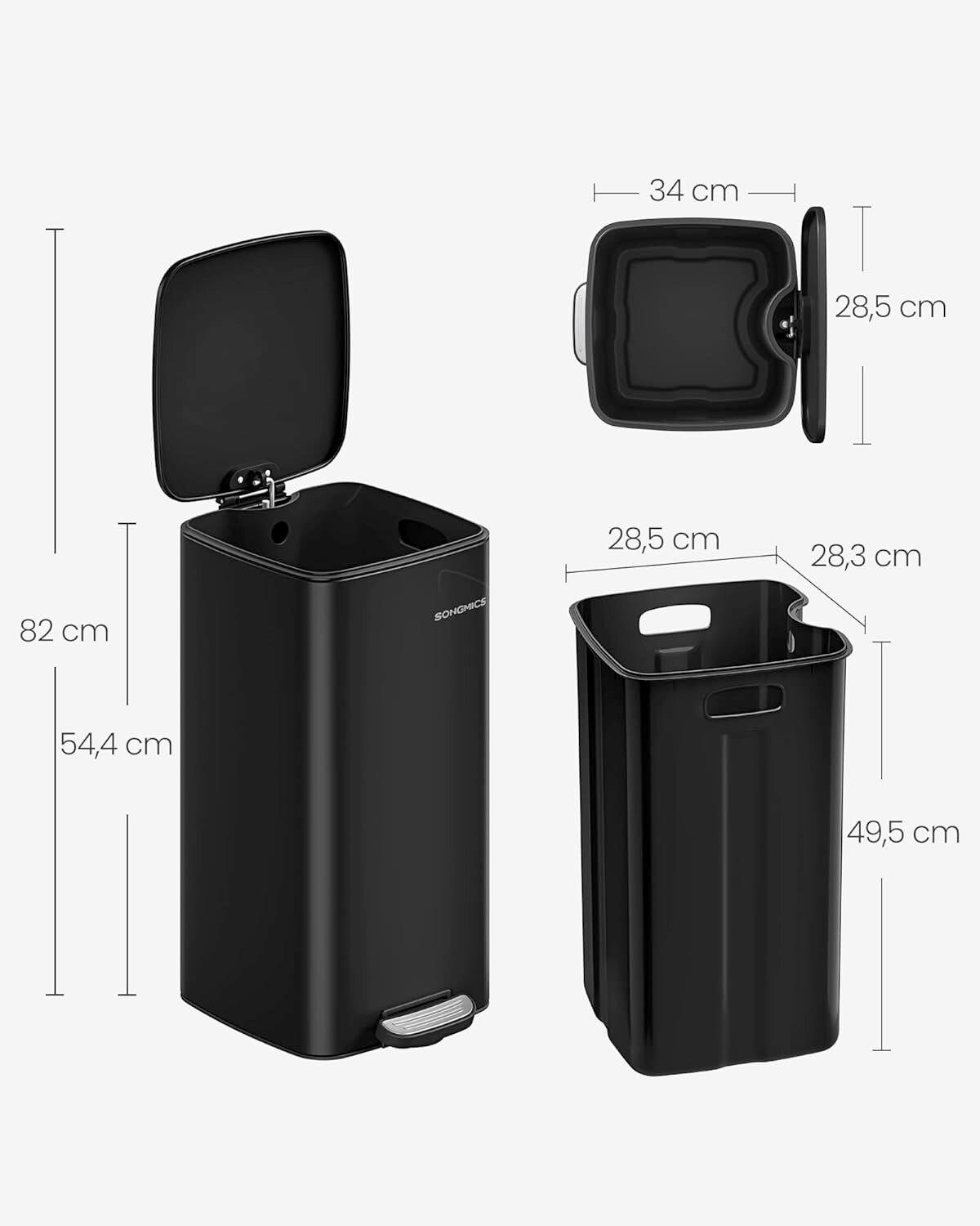 ABFALLSAMMLER 30 L  - Schwarz, Basics, Kunststoff/Metall (28,5/54,4/34cm)