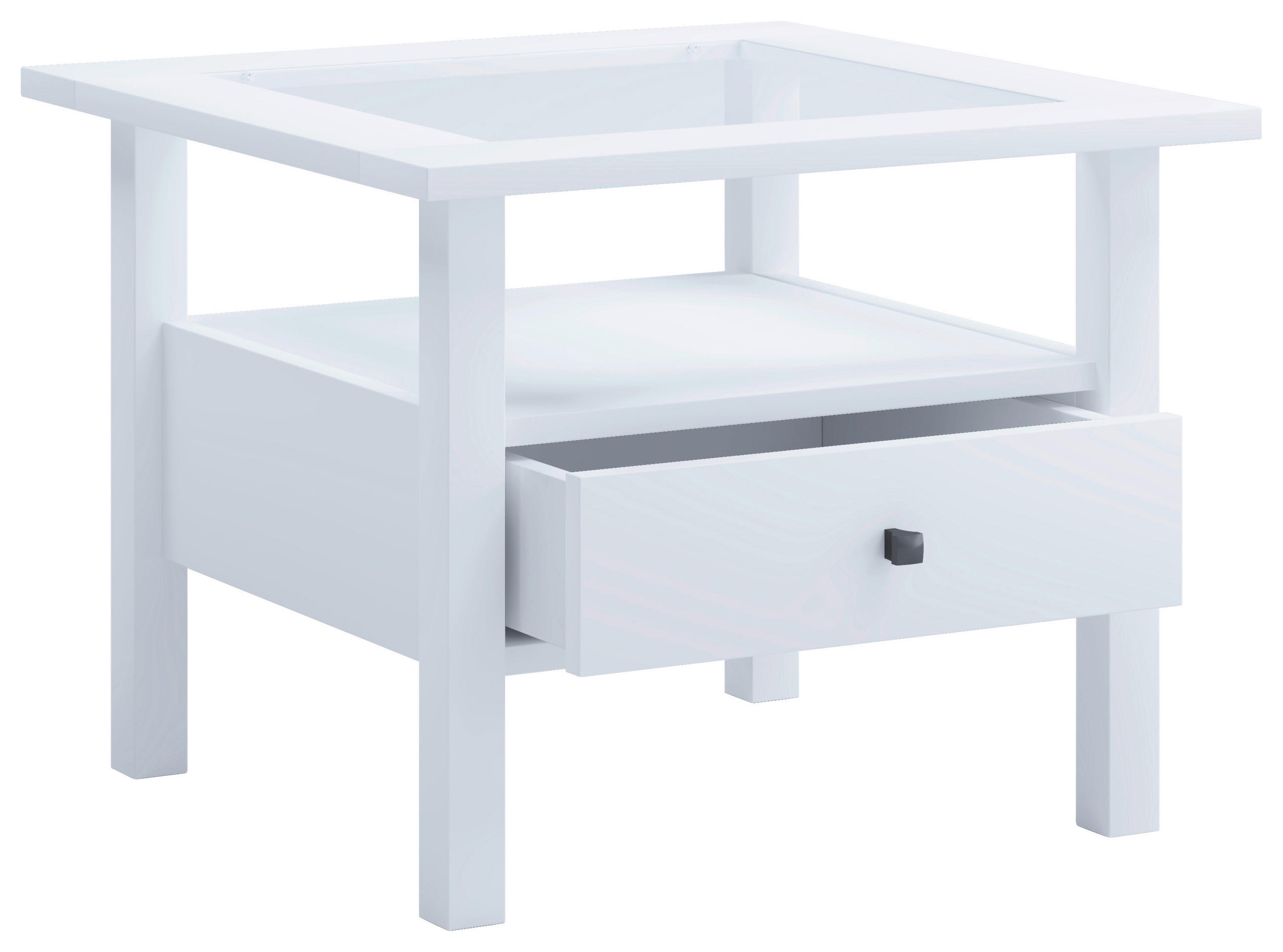 COUCHTISCH Lingis 54/54/42 cm quadratisch Weiß  - Schwarz/Weiß, LIFESTYLE, Glas/Holzwerkstoff (54/54/42cm) - MID.YOU